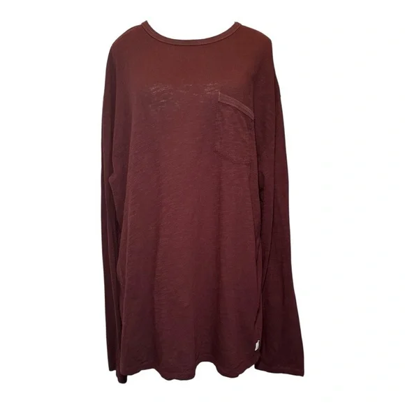 Vuori Long Sleeve Rise Tee Ruby Sz XXL Athleisure Athletic Casual Maroon - Picture 4 of 14